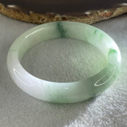 Type A Jelly Light Green with Blueish Green Piao Hua Floral Jadeite Bangle 55.51g Inner Diameter 56.3mm 12.6 by 8.4mm (Slight Internal Lines) - Huangs Jadeite and Jewelry Pte Ltd