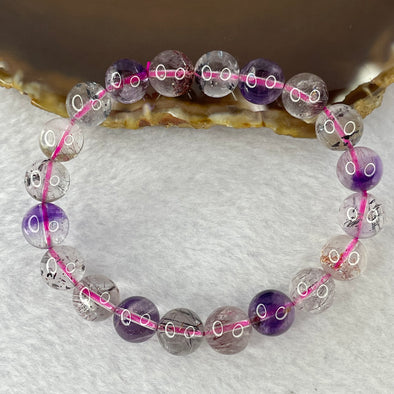 Above Average Grade Natural Super 7 Crystal Beads Bracelet 天然超级七水晶珠手链 24.78g 16cm 9.7 mm 20 Beads - Huangs Jadeite and Jewelry Pte Ltd