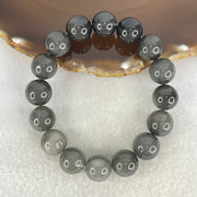 Good Grade Natural Grey Rabbit Hair Rutilated Quartz Beads Bracelet 52.45g 18cm 13.5mm 16 Beads - Huangs Jadeite and Jewelry Pte Ltd