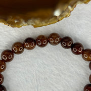 Natural Copper Rutilated Quartz Beads Bracelet 天然銅髮晶手镯 19.38g 16cm 8.9mm 22 Beads - Huangs Jadeite and Jewelry Pte Ltd