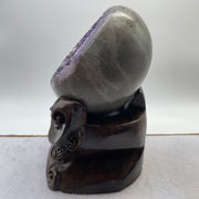 Natural Deep Purple Amethyst Egg with Wooden Stand Display Total 5,496.0g 170.0 by 165.0 by 275.0mm - Huangs Jadeite and Jewelry Pte Ltd