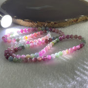 Natural Pink with Blue Tourmaline Crystal Beads Necklace 27.45g 54cm 5.6mm 105Beads - Huangs Jadeite and Jewelry Pte Ltd