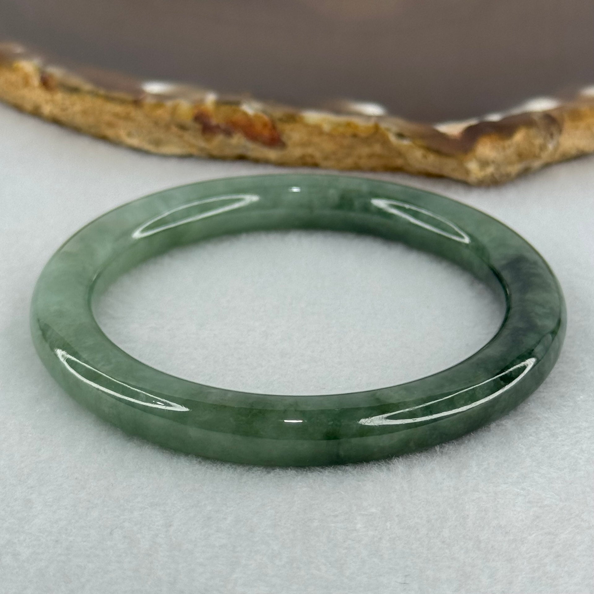 Type A Blueish Green Jadeite Bangle Internal Diameter 51.0mm 31.55g 8.0 by 8.3mm (Slight Internal Lines) - Huangs Jadeite and Jewelry Pte Ltd