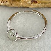Type A Semi Icy Lavender Cabochon Jadeite in S925 Sliver Ring (Adjustable Size) 1.16g 5.2 by 3.0mm - Huangs Jadeite and Jewelry Pte Ltd