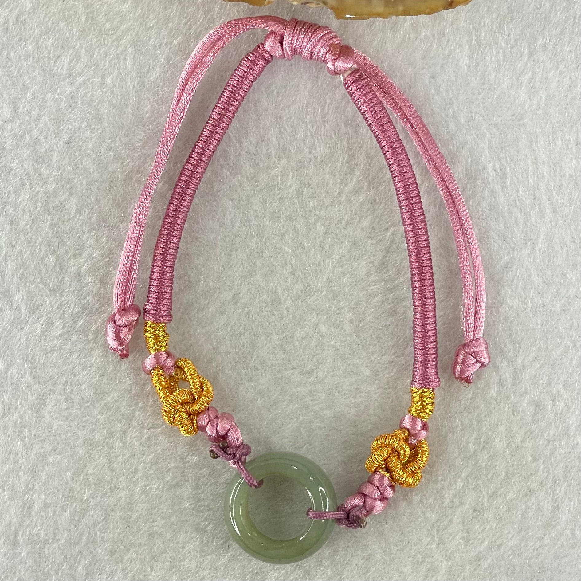 Type A Blueish Green Jadeite Ping An Kou String Bracelet 3.21g 14.9 by 6.7mm - Huangs Jadeite and Jewelry Pte Ltd