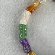 Natural Multi Treasures Mixed Quartz Bamboo Shaped Beads Feng Shui Bracelet 11.19g 16cm 9.4mm 14 Beads - Huangs Jadeite and Jewelry Pte Ltd