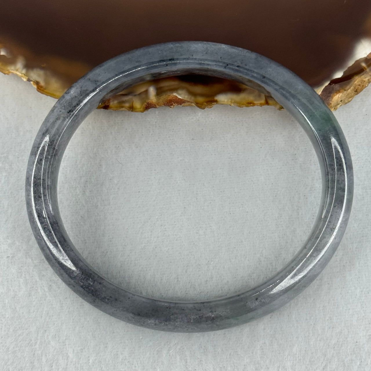 Type A Wuji Grey Black Jadeite Oval Bangle Bangle Internal Diameter 57.8mm 40.78g 12.0 by 6.4mm (Close to Perfect) - Huangs Jadeite and Jewelry Pte Ltd