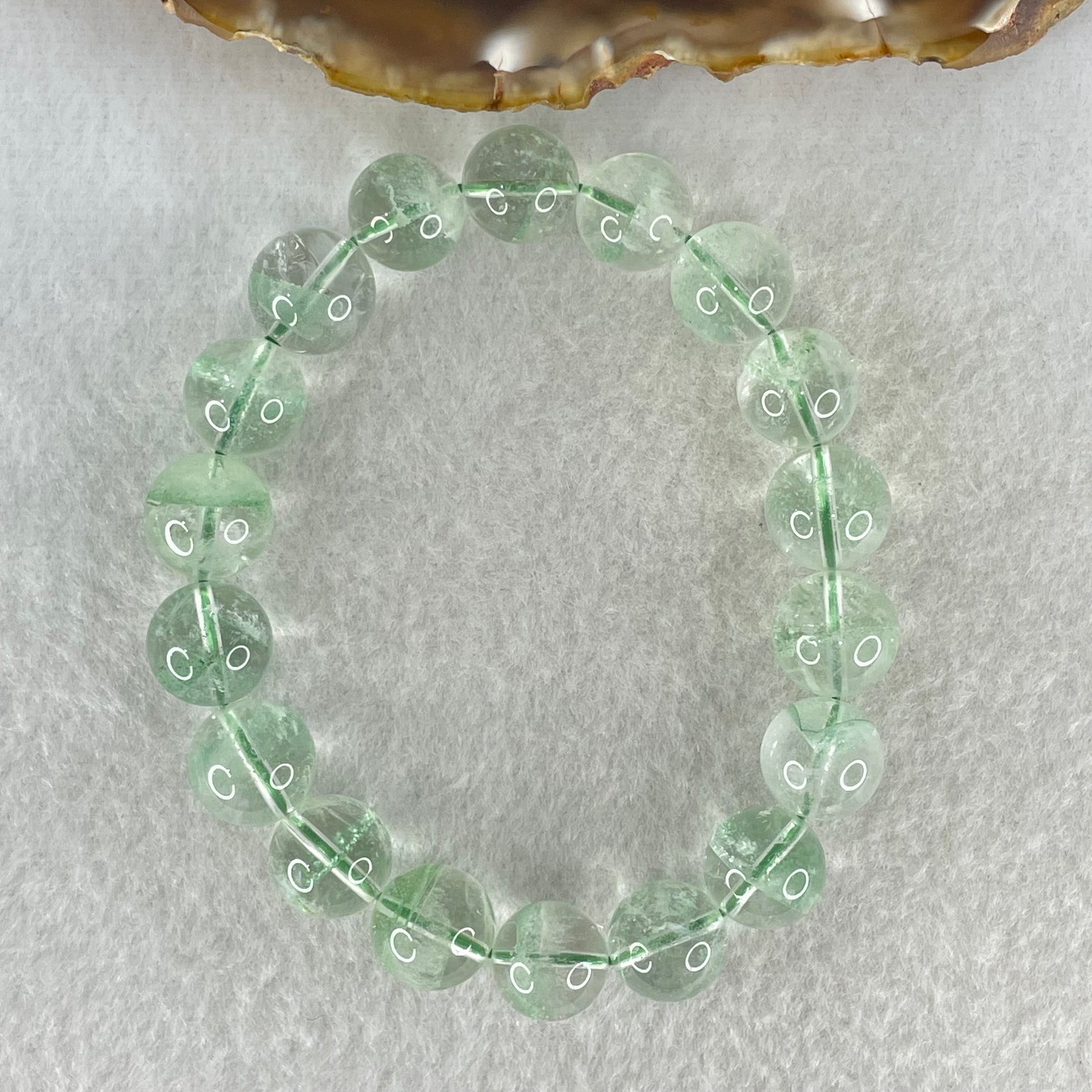 Special Grade Natural Green Phantom Quartz Bracelet 37.51g 17.5cm 11.8mm 18 Beads - Huangs Jadeite and Jewelry Pte Ltd