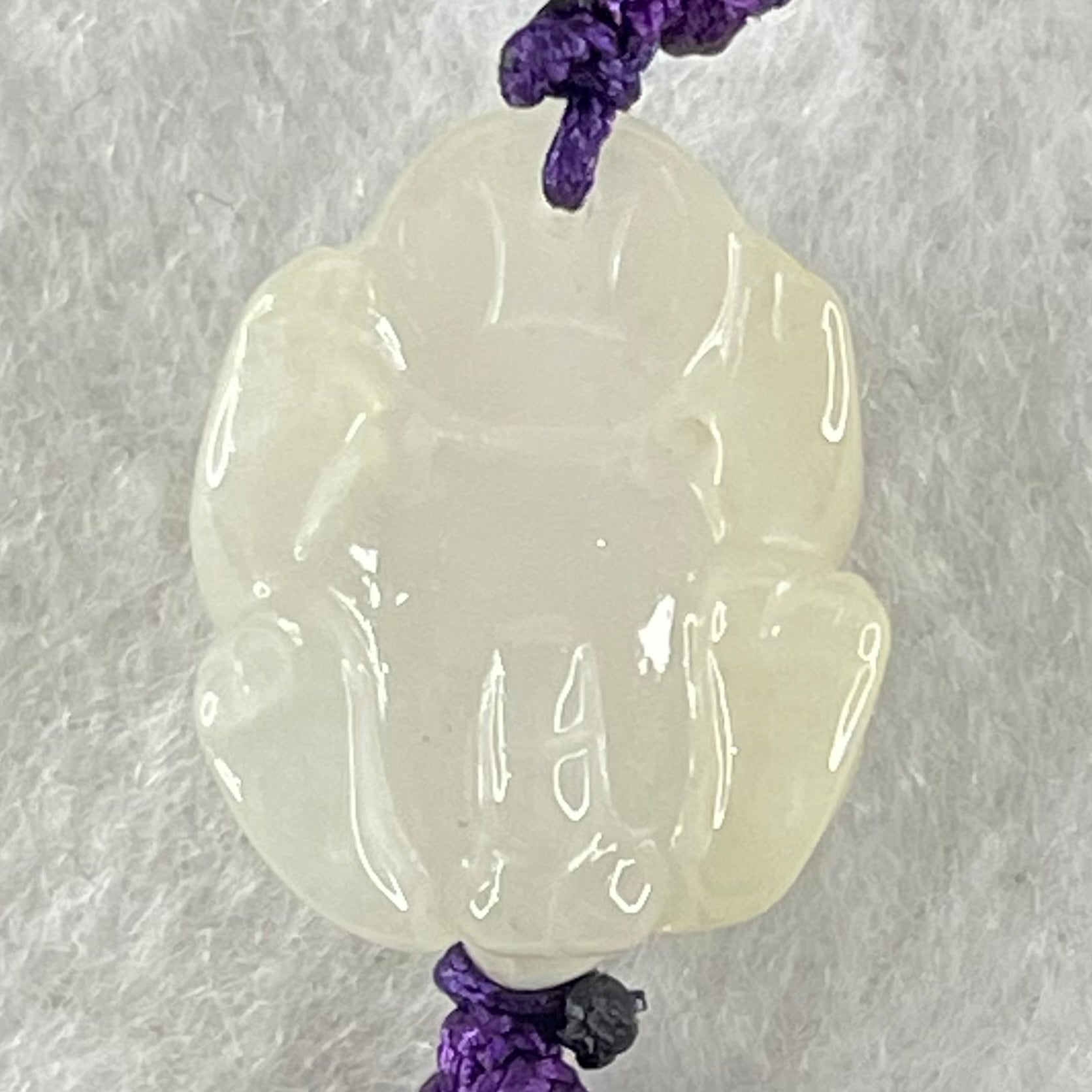 Type A Jelly Faint Lavender with Yellowish Jadeite Male Pixiu String Bracelet 6.65g 17.4 by 14.6 by 10.2mm - Huangs Jadeite and Jewelry Pte Ltd