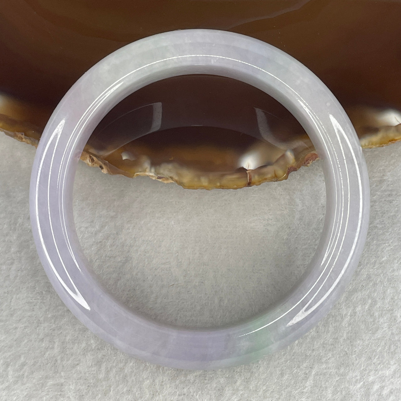 Natural Type A Multicolor Jadeite Bangle | 53.1mm Romantic Lavender with Faint Green & White Highlights | Classic Premium "Fei Cui" Round Wrist Heirloom 56.16g 12.8x8.4mm (Slight Internal Lines)