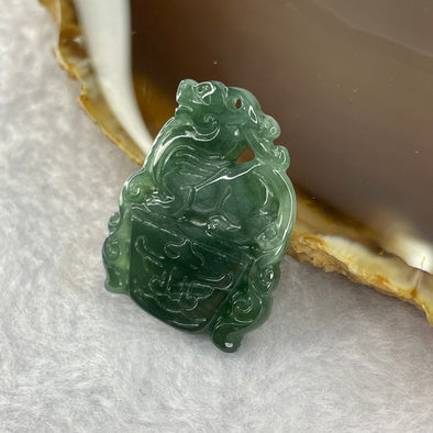 Type A Semi Icy Blueish Green Jadeite Pixiu 28.9 by 22.2 by 3.8mm 5.27g - Huangs Jadeite and Jewelry Pte Ltd