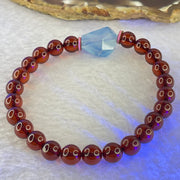 Natural Dark Red Blood Amber Beads Bracelet 天然血珀手链 8.45g 17cm 7.6mm 24 Beads - Huangs Jadeite and Jewelry Pte Ltd