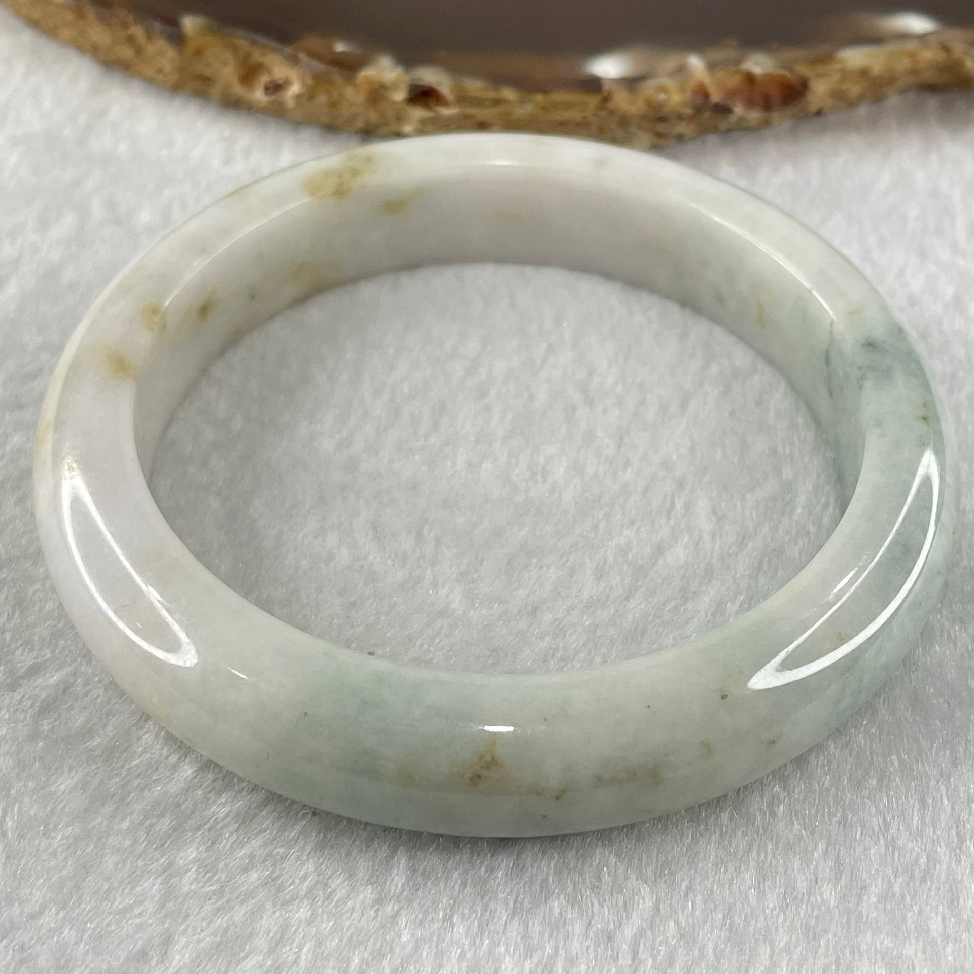 Type A Faint Lavender and Faint Blueish Green with Brown Patches Jadeite Bangle 62.77g Internal Diameter 59.2mm 12.6 by 8.7mm (Close to Perfect) - Huangs Jadeite and Jewelry Pte Ltd