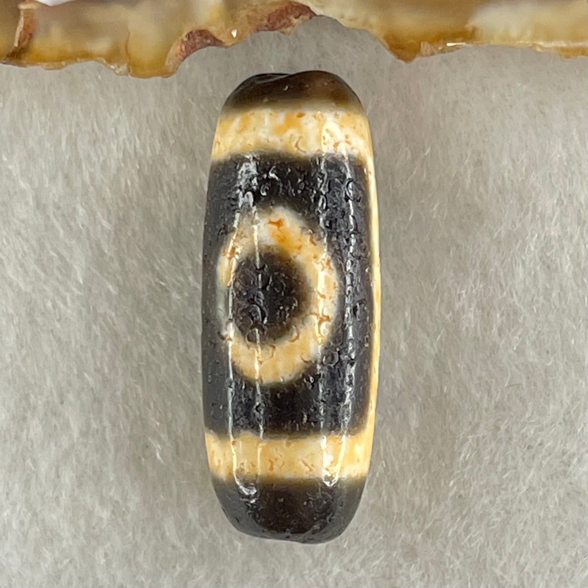 Natural Powerful Tibetan Old Oily Agate 2 Eyes Dzi Bead Heavenly Master (Tian Zhu) 二眼天诛 4.21g 26.7 by 10.2mm - Huangs Jadeite and Jewelry Pte Ltd
