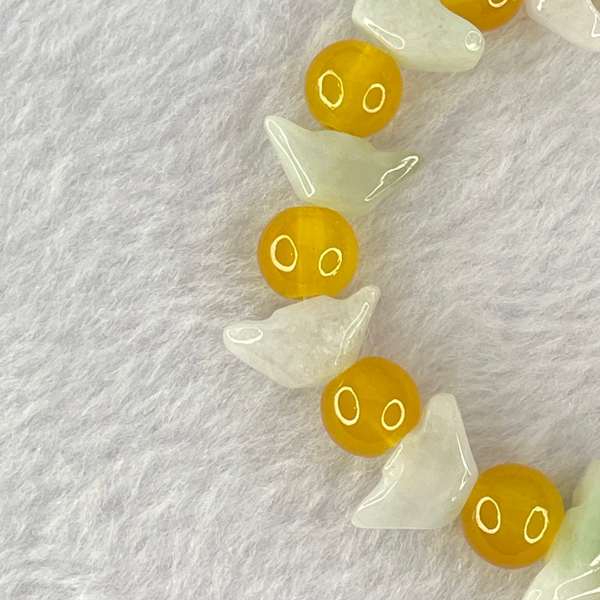 Type A Green Jadeite Gold Ingot with Yellow Crystal Bracelet 19.53g 14.2 by 6.4 by 5.3mm 13 Beads - Huangs Jadeite and Jewelry Pte Ltd