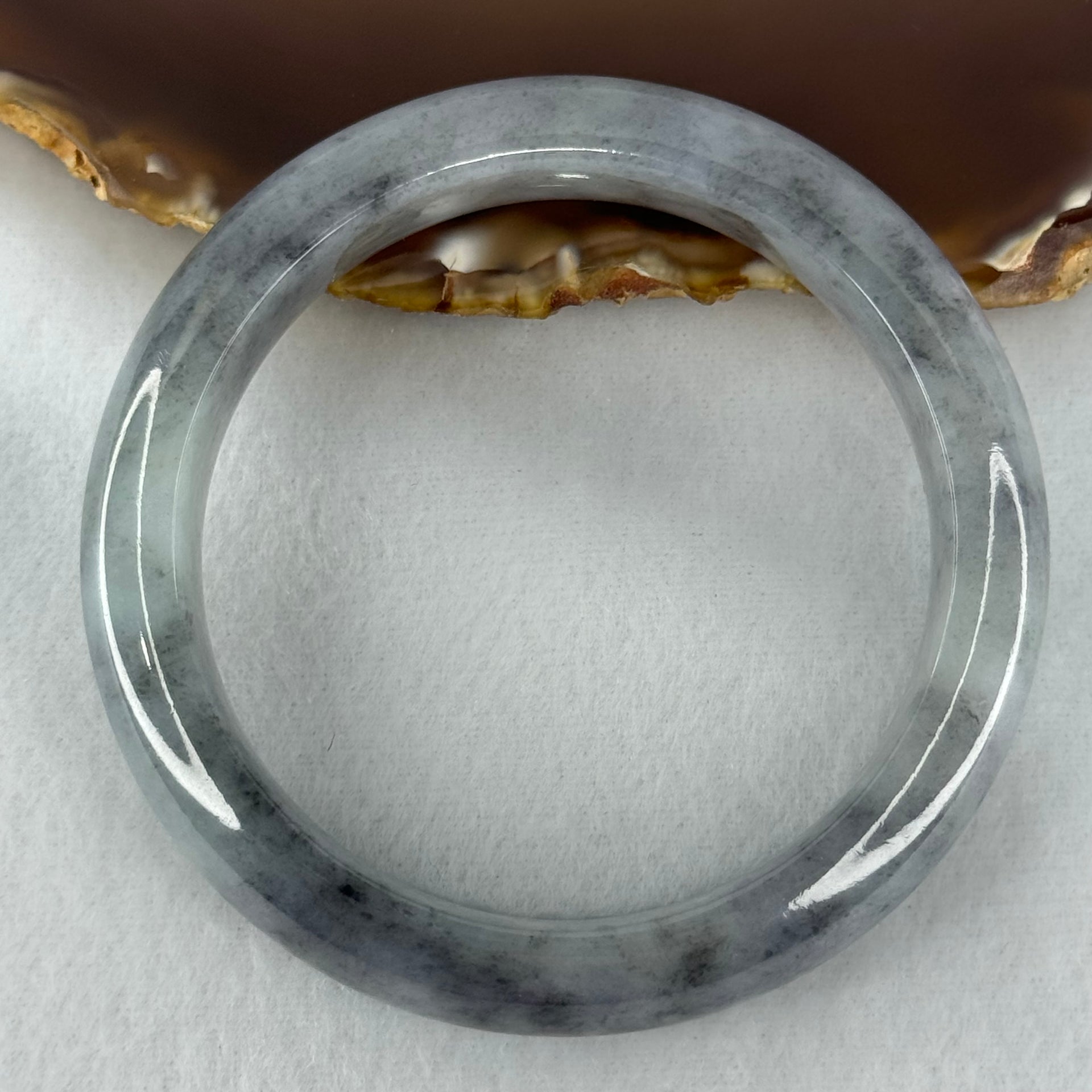 Type A Wuji Grey Jadeite Bangle Internal Diameter 57.8mm 77.44g 15.2 by 9.3mm (Very Slight Internal Lines) - Huangs Jadeite and Jewelry Pte Ltd