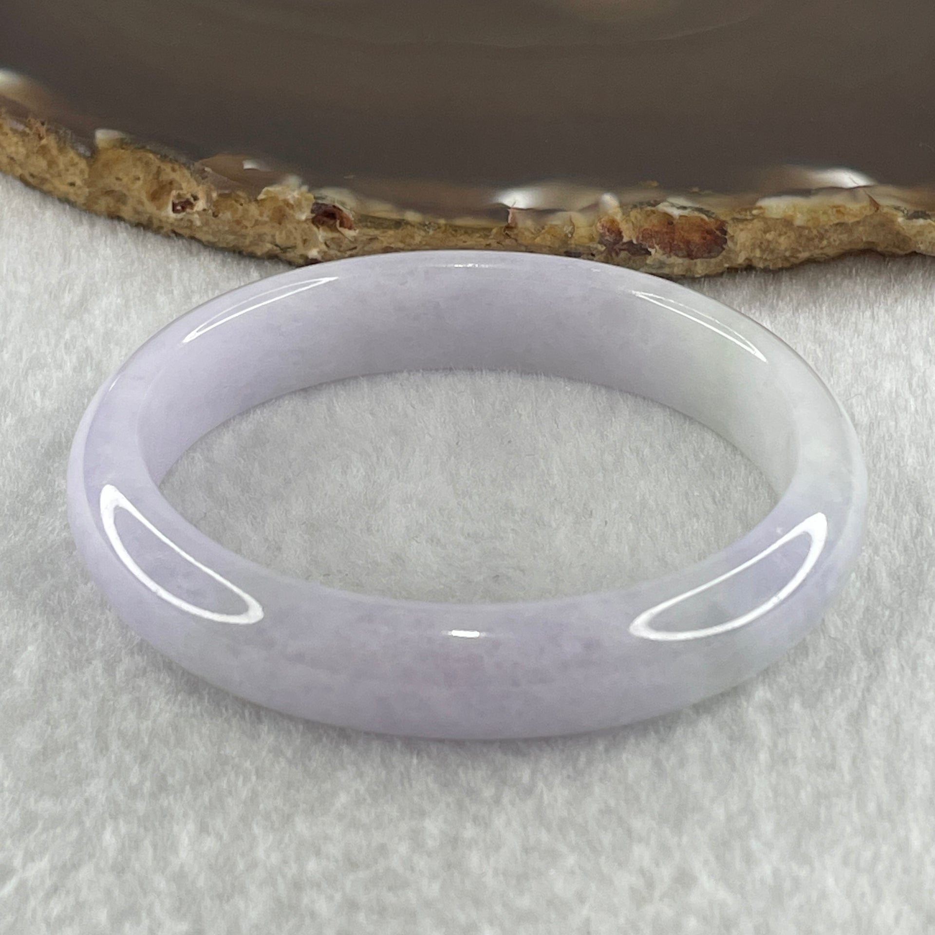 Type A Natural Light Lavender Light Green Jadeite Oval Bangle 39.68g Inner Diameter 54.4mm 12.1 by 7.5mm (Slight Internal Lines) - Huangs Jadeite and Jewelry Pte Ltd