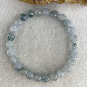 Natural Type A Semi Icy Lavender with Blueish Green Piao Hua Jadeite Beads Bracelet 15.79g 15cm 7.2mm 26Beads - Huangs Jadeite and Jewelry Pte Ltd