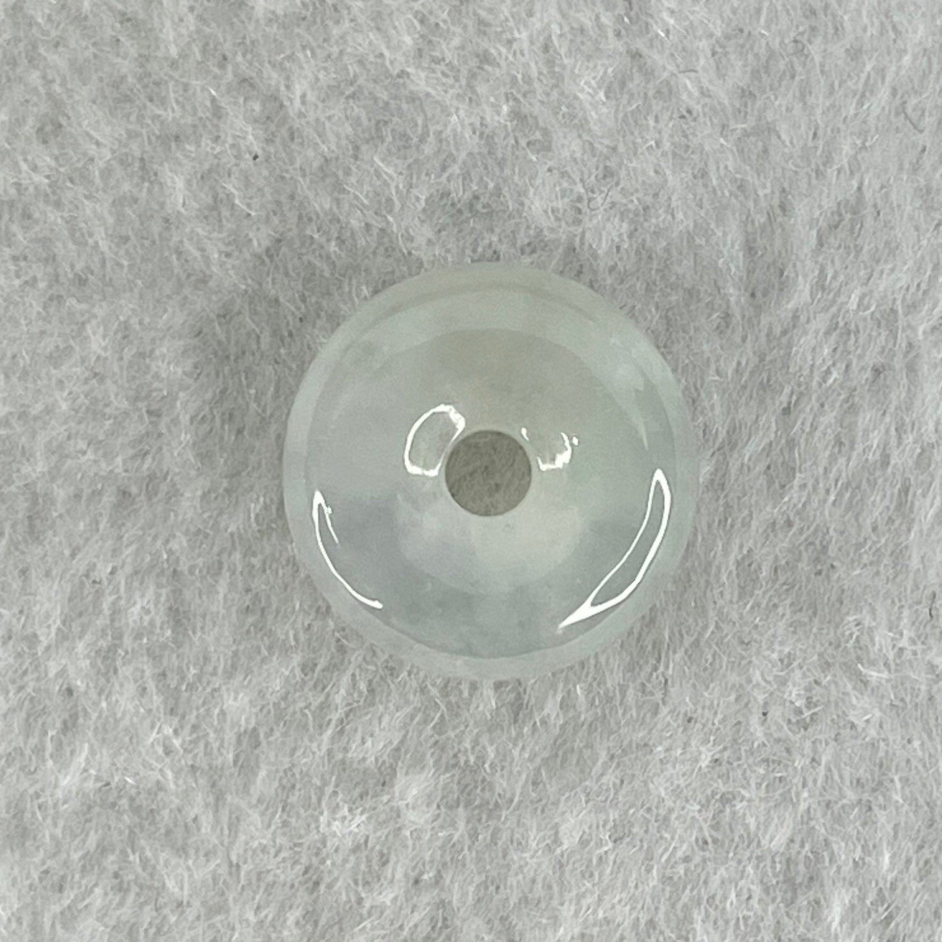Type A Icy White Jadeite Ping An Kou Donut Charm Pendant 1.62g 12.7 by 4.8mm - Huangs Jadeite and Jewelry Pte Ltd