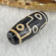 Natural Powerful Tibetan Old Oily Dark Brown with Yellowish White Agate 9 Eyes Dzi Bead Heavenly Master (Tian Zhu) 九眼天诛 6.62g 28.0 by 12.4mm - Huangs Jadeite and Jewelry Pte Ltd
