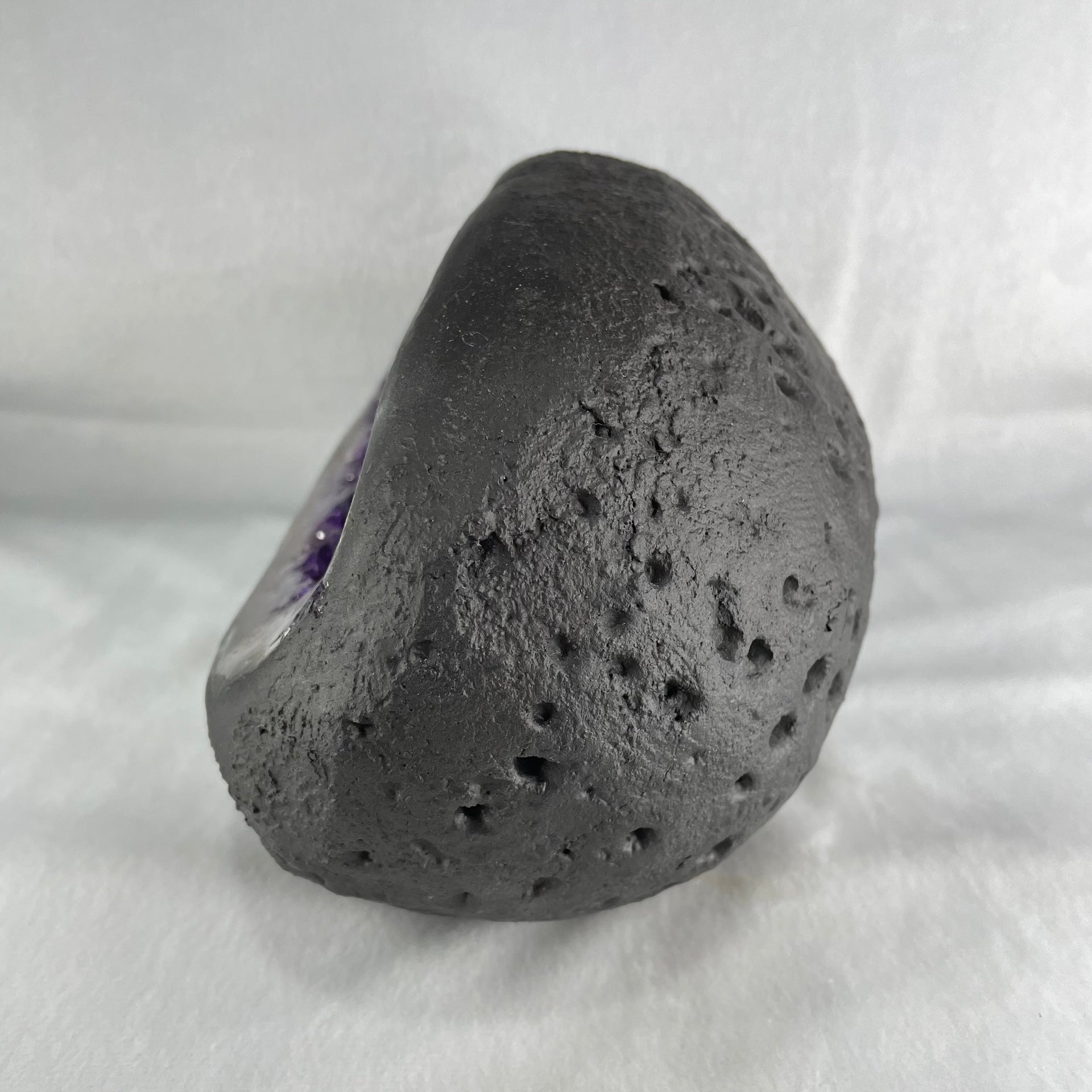 Natural Deep Intense Purple Amethyst Cave with Wooden Stand 5,981.0g 225.0 by 160.0 by 260.0mm - Huangs Jadeite and Jewelry Pte Ltd