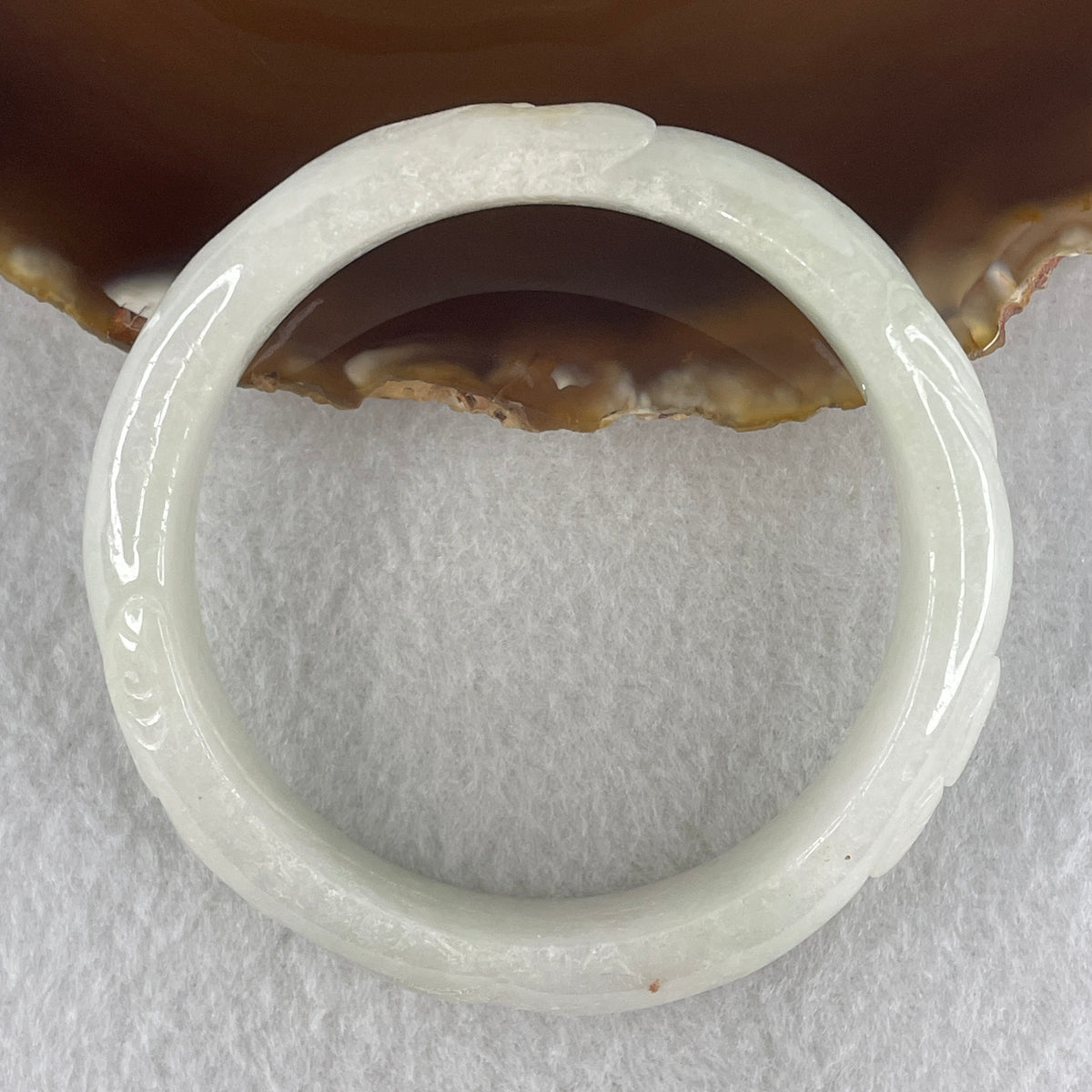 Natural Type A Light Green with Faint Lavender Jadeite Ruyi with Coins Bangle 51.57g Inner Diameter 54.3mm 13.4 by 8.2mm (Slight External Rough) - Huangs Jadeite and Jewelry Pte Ltd