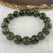 Good Grade Natural Cats Eye Green Rutilated Quartz Beads Bracelet 45.55g 18.5cm 12.7mm 17 Beads - Huangs Jadeite and Jewelry Pte Ltd