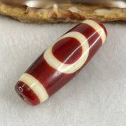 Natural Powerful Tibetan Old Oily Red White Agate One Eye Gold Metal Element Dzi Bead Heavenly Master (Tian Zhu) 一眼金天珠 10.48g 37.6 by 13.2mm - Huangs Jadeite and Jewelry Pte Ltd