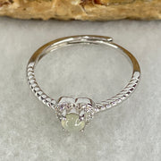Type A Semi Icy Lavender Cabochon Jadeite in S925 Sliver Heart Ring (Adjustable Size) 1.10g 2.7 by 2.5mm - Huangs Jadeite and Jewelry Pte Ltd