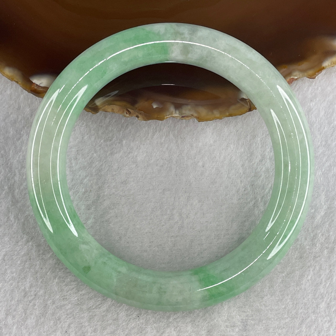 Certified Natural Type A Apple Green Jadeite Bangle 66.89g Internal Diameter 57.6mm 10.9 by 11.6mm (Very Slight Internal Line)