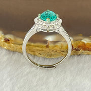 Green Cubic Zirconia in S925 Sliver Ring (Adjustable Size) 2.69g 6.3 by 4.5mm - Huangs Jadeite and Jewelry Pte Ltd