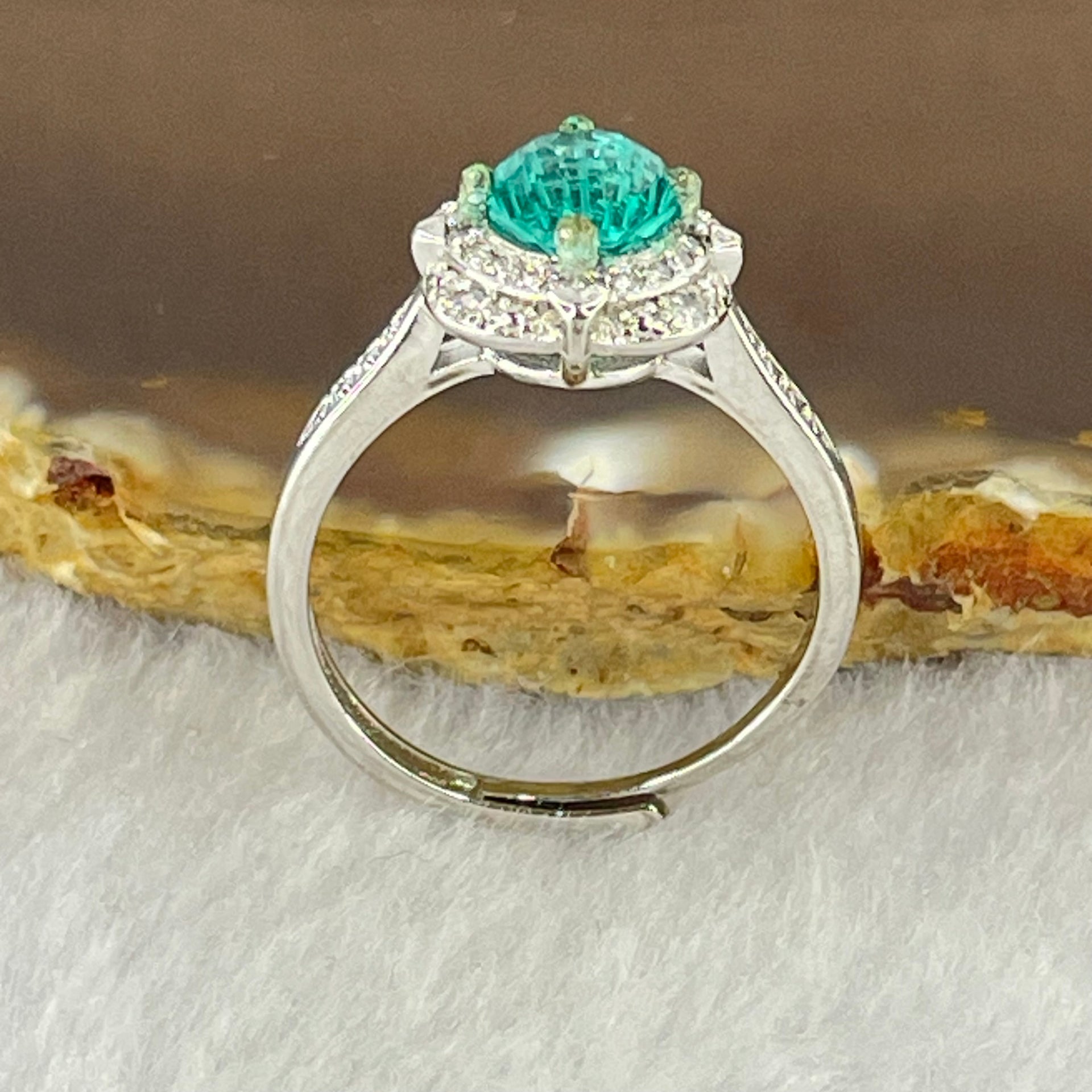 Green Cubic Zirconia in S925 Sliver Ring (Adjustable Size) 2.69g 6.3 by 4.5mm - Huangs Jadeite and Jewelry Pte Ltd