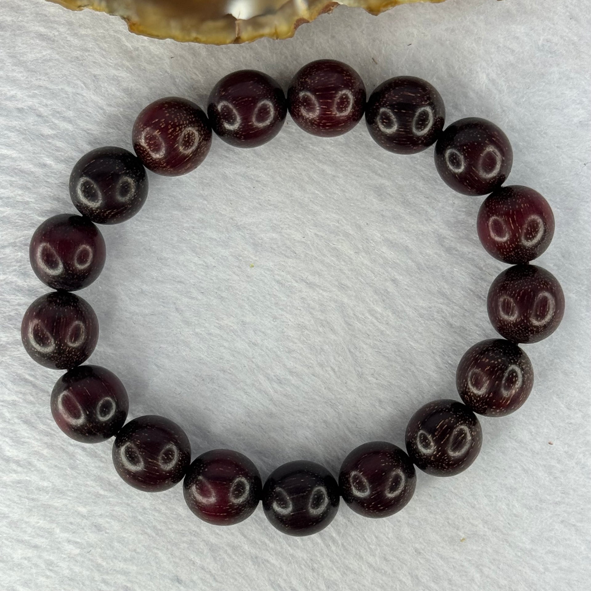 Natural Blood Zitan Beads Bracelet 天然血檀木手链 14.29g 18cm 12.1mm 17 Beads - Huangs Jadeite and Jewelry Pte Ltd