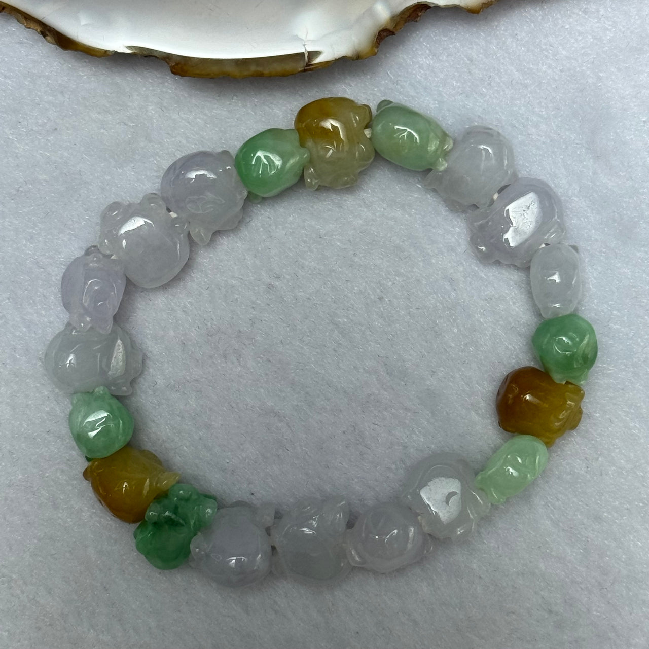 Type A Mixed Colour Jadeite Beads Pig Bracelet 26.35g each about 12.1 by 9.1 by 6.5mm - Huangs Jadeite and Jewelry Pte Ltd