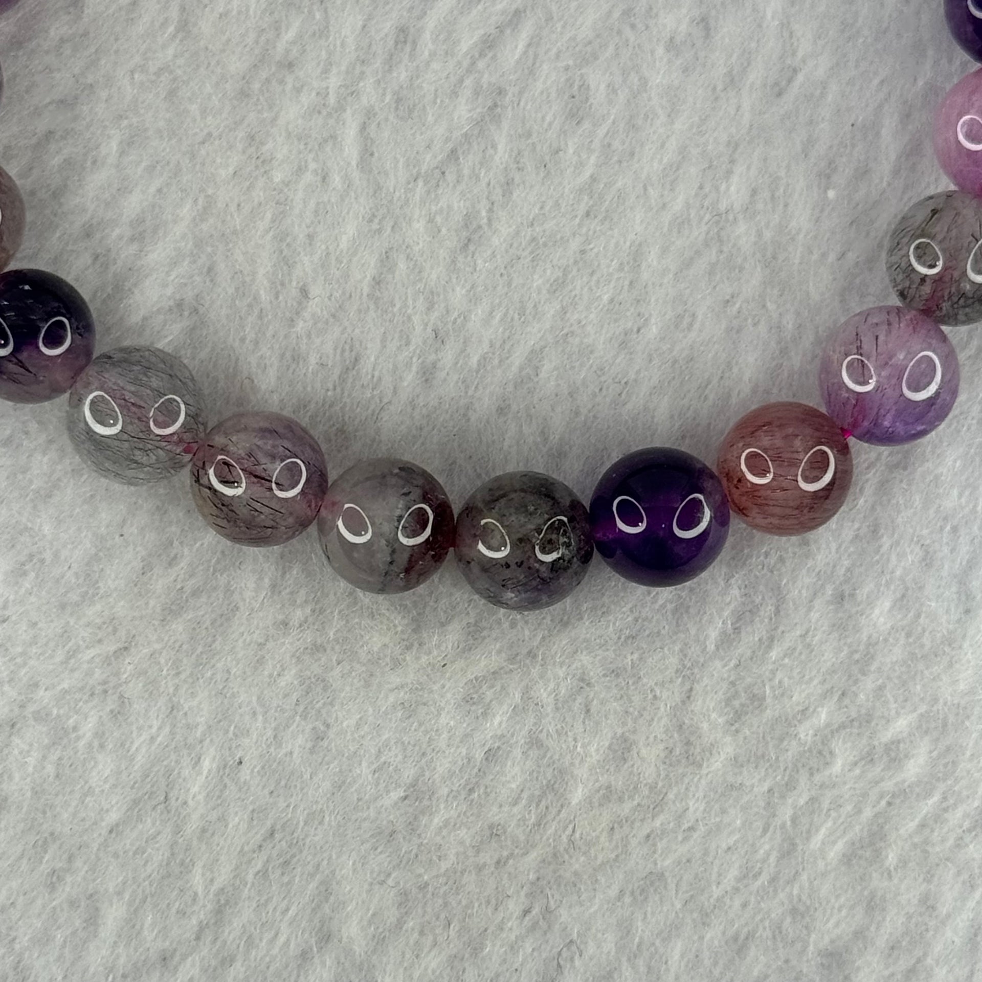 Natural Super 7 Beads Bracelet 15.80g 16cm 7.9mm 25 Beads - Huangs Jadeite and Jewelry Pte Ltd