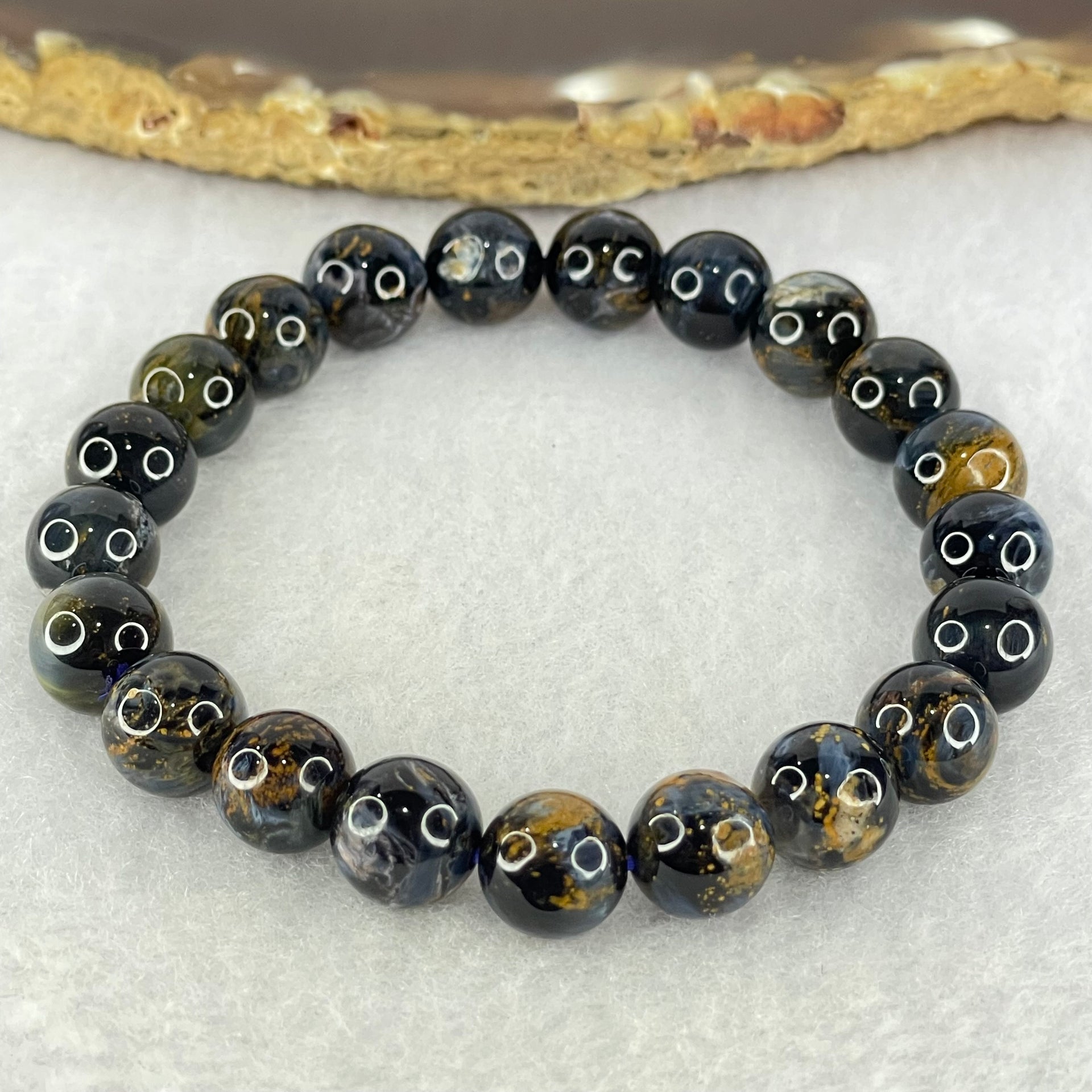 Good Grade Natural Petersite Beads Bracelet 21.95g 16cm 9.4mm 21 Beads - Huangs Jadeite and Jewelry Pte Ltd
