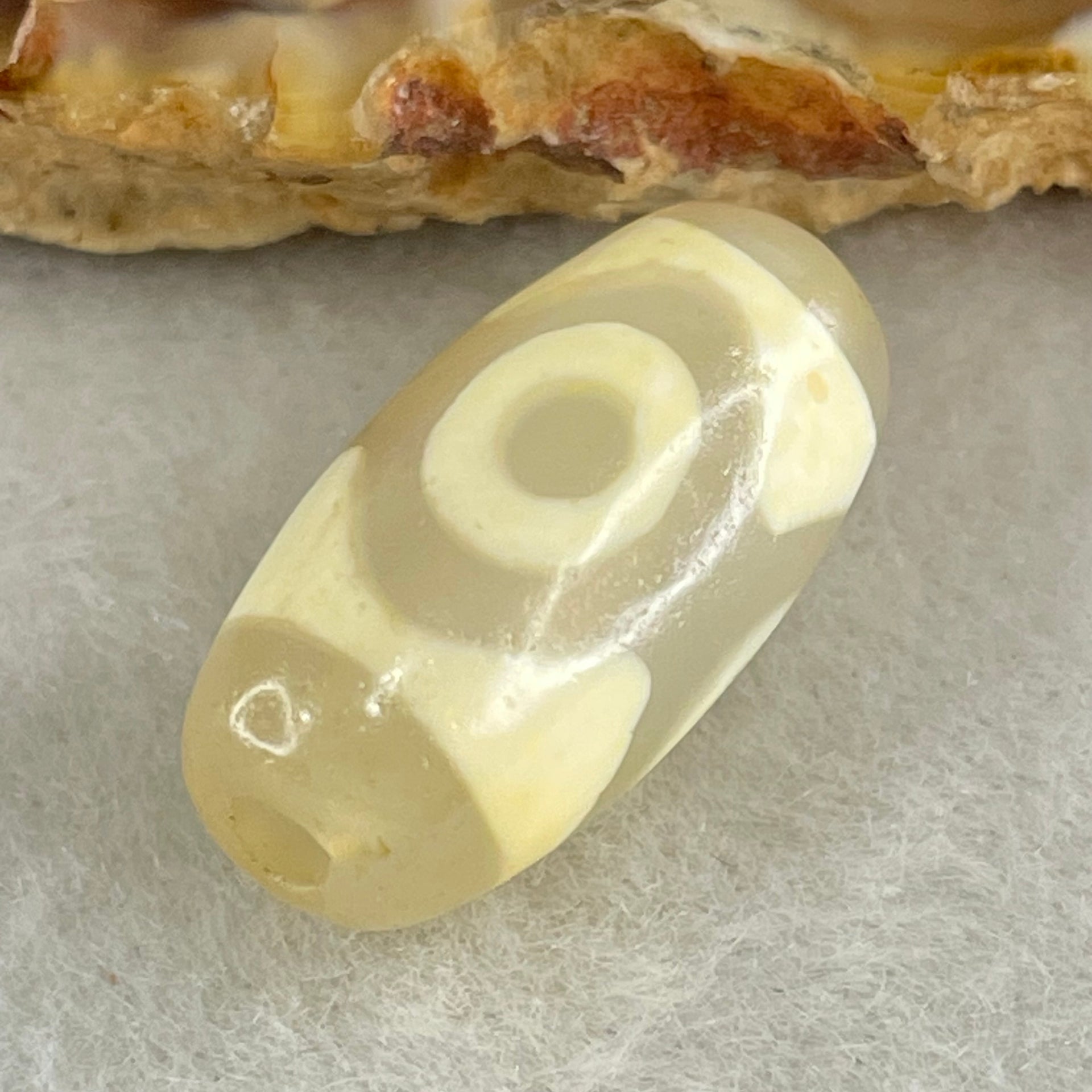 Natural Powerful Tibetan Old Oily Agate 3 Eyes Dzi Bead Heavenly Master (Tian Zhu) 三眼天诛 3.00g 20.1 by 10.4mm - Huangs Jadeite and Jewelry Pte Ltd