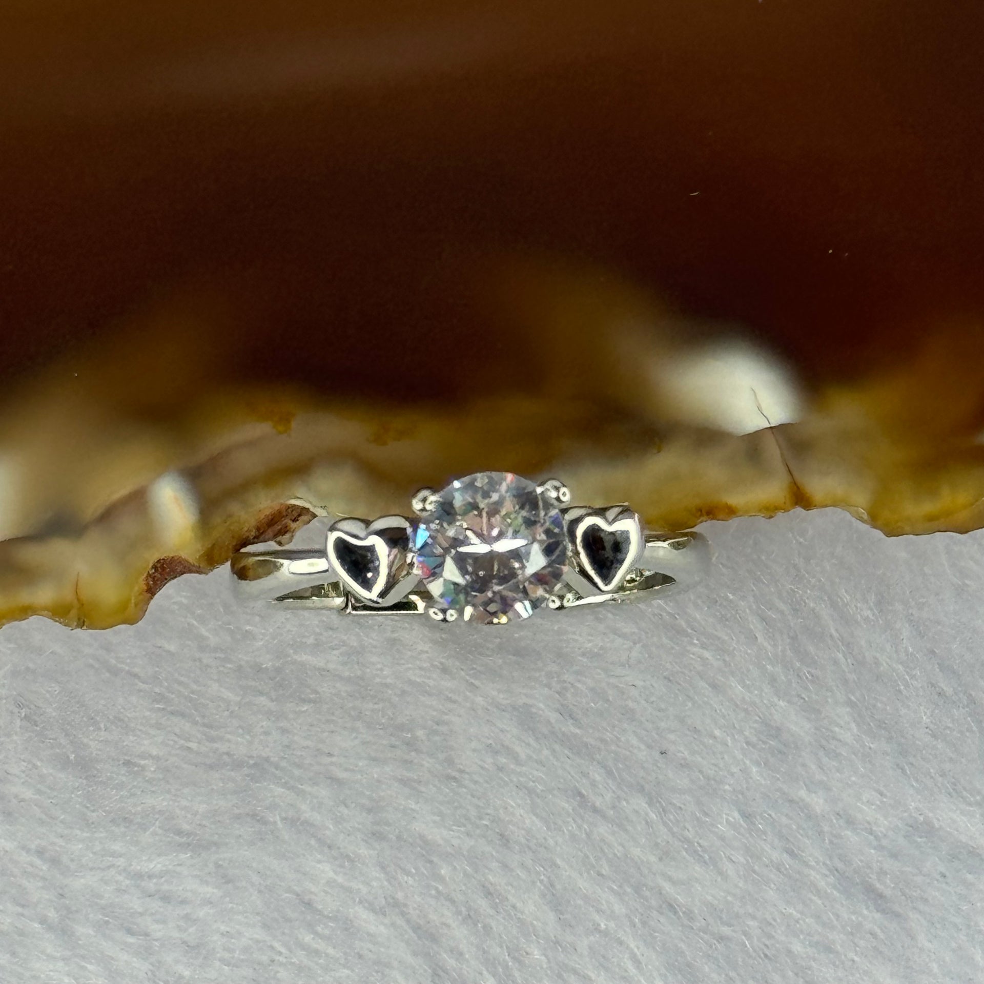 Cubic Zirconia in Sliver Ring (Adjustable Size) 1.99g 5.6 by 3.5mm - Huangs Jadeite and Jewelry Pte Ltd