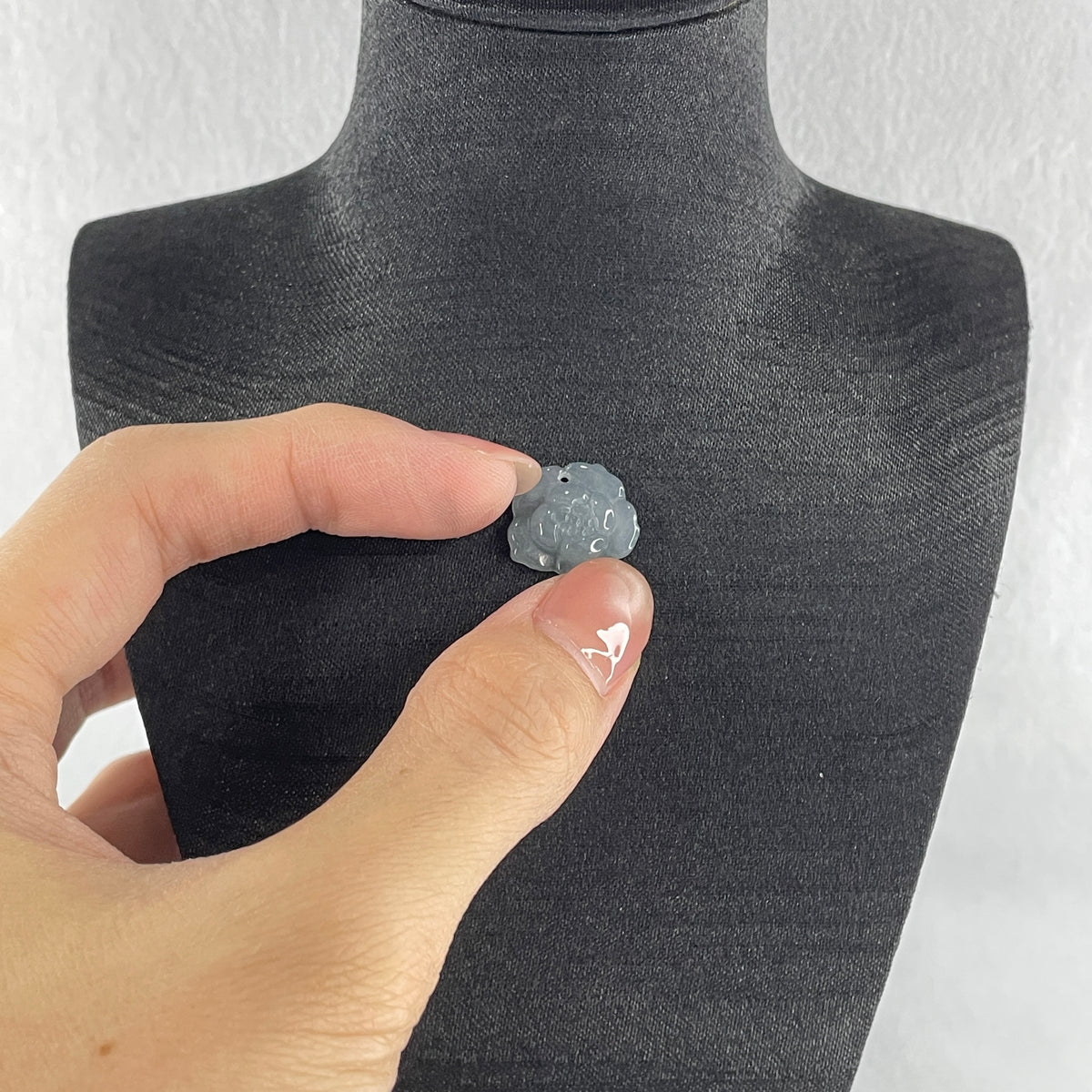 Natural Type A Greyish Lavender Jadeite Lotus Flower Pendant | Bloom Purity, Calm & Elegance Talisman (1.28g | 15.7 x 13.9 x 3.9mm) - Huangs Jadeite and Jewelry Pte Ltd