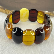 Natural Mixed Color Amber Bracelet 天然多宝琥珀手链 25.74g 18cm 25.2 by 16.4 by 7.5mm 13pcs - Huangs Jadeite and Jewelry Pte Ltd