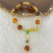 Natural Purple Honey Amber Beads in S925 Gold Color Bracelet 天然紫蜜琥珀手链10.66g 13.8mm 1 Bead 9.8mm 7 Beads - Huangs Jadeite and Jewelry Pte Ltd