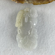 Special Natural Type A Lavender with Yellowish Spot Jadeite Male Pixiu Pendant 22.49g 40.3 by 20.8 by 12.3mm - Huangs Jadeite and Jewelry Pte Ltd