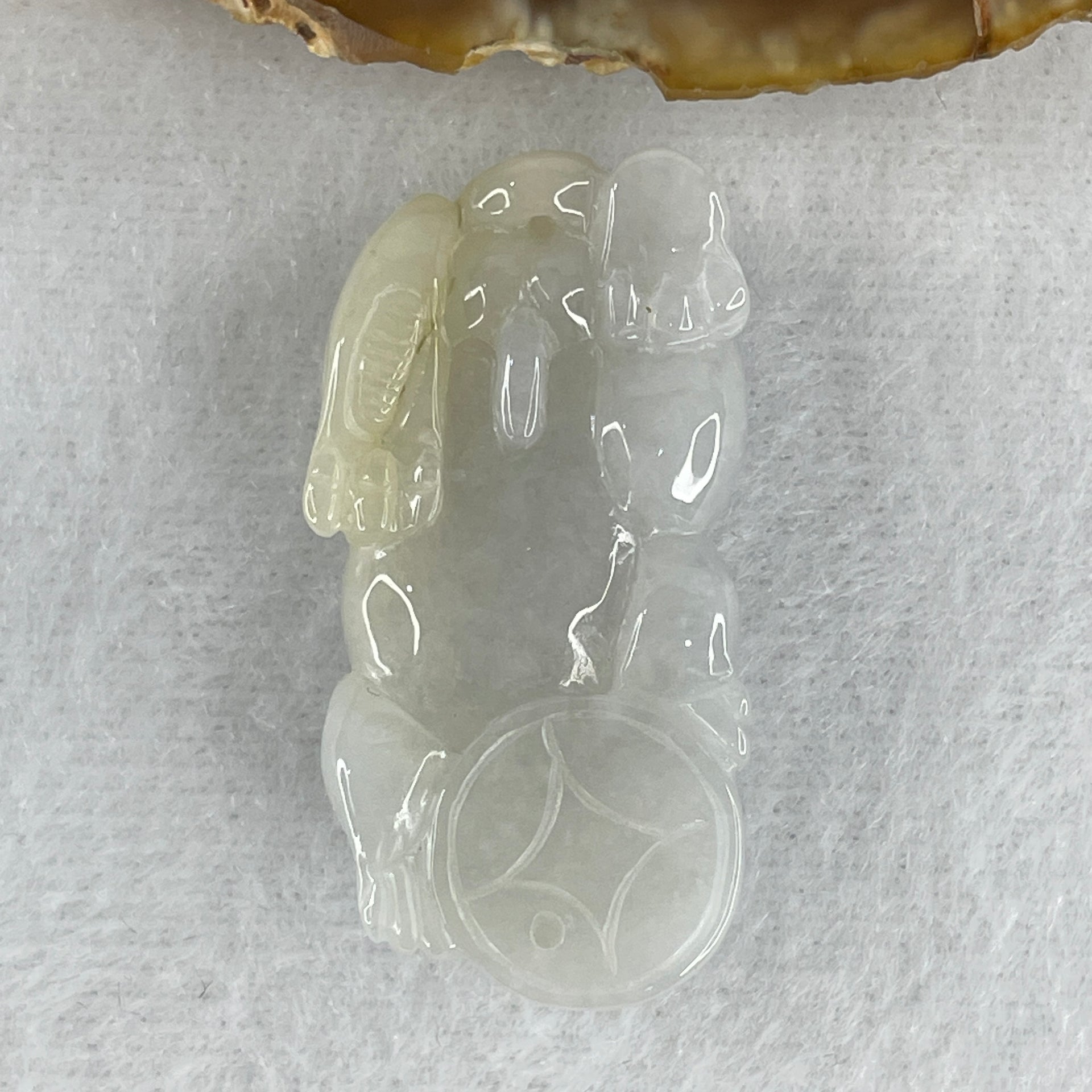 Special Natural Type A Lavender with Yellowish Spot Jadeite Male Pixiu Pendant 22.49g 40.3 by 20.8 by 12.3mm - Huangs Jadeite and Jewelry Pte Ltd