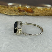 Type A Translucent Black Omphasite Jadeite with Crystals in S925 Sliver Ring (Adjustable Size) 2.00g 11.1 by 6.1 by 3.0mm - Huangs Jadeite and Jewelry Pte Ltd