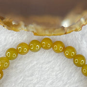 Type A Brownish Yellow Jadeite Beads Bracelet 15.55g 17.5cm 7.0mm 30 Beads (Burned) - Huangs Jadeite and Jewelry Pte Ltd