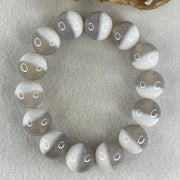 Special Grade Natural Half Grey Half White Agate Beads Bracelet 72.48g 17cm 15.8mm 14 Beads - Huangs Jadeite and Jewelry Pte Ltd