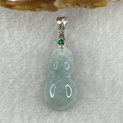 Natural Type A Semi Icy Lavender Jadeite Calabash Hulu Pendant in Stainless Steel Clasp 3.55g 27.2 by 13.8 by 6.4mm - Huangs Jadeite and Jewelry Pte Ltd