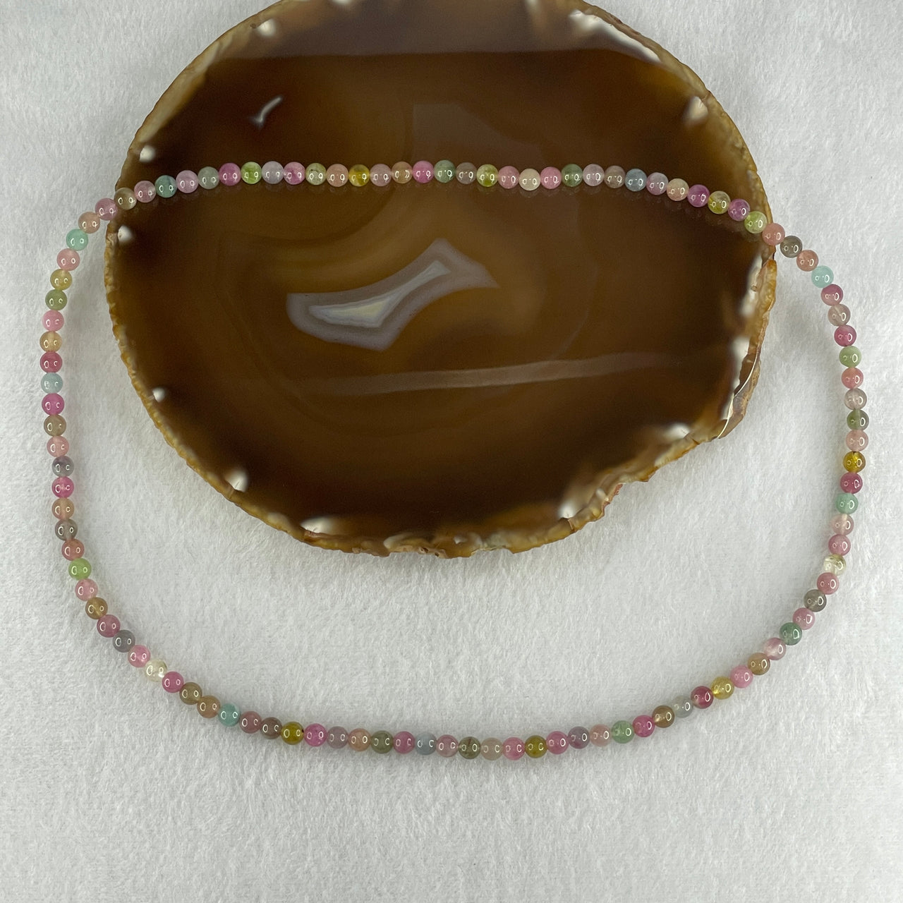 Natural Pink with Blue Tourmaline Crystal Beads Necklace 24.09g 54cm 5.4mm 108Beads