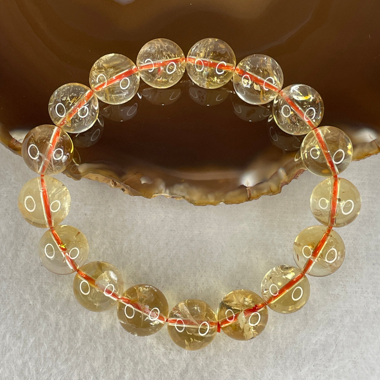 Certified Average Grade Natural Yellow Citrine Crystal Beads Bracelet | 12.8mm Golden Merchant's Stone Power (46.84g | 17cm Wrist Sizing | 17 Beads)