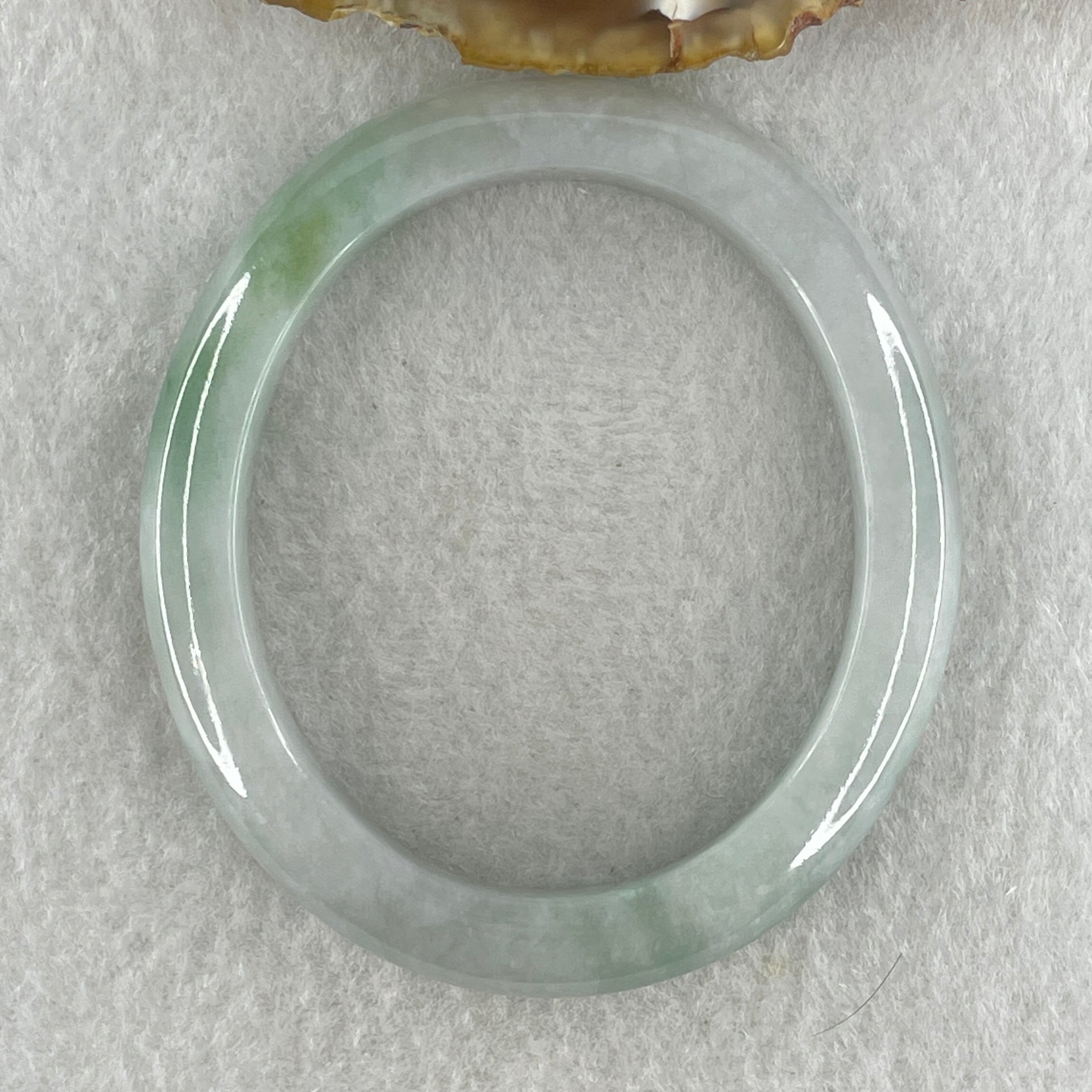 Type A Natural Light Green Jadeite Oval Bangle 34.44g Inner Diameter 52.2mm 9.2 by 8.0mm (Internal Lines) - Huangs Jadeite and Jewelry Pte Ltd